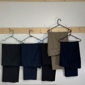 5 pair 36x30 Roundtree & Yorke Dress Pants Black, Navy, Charcoal, Blue &Khaki